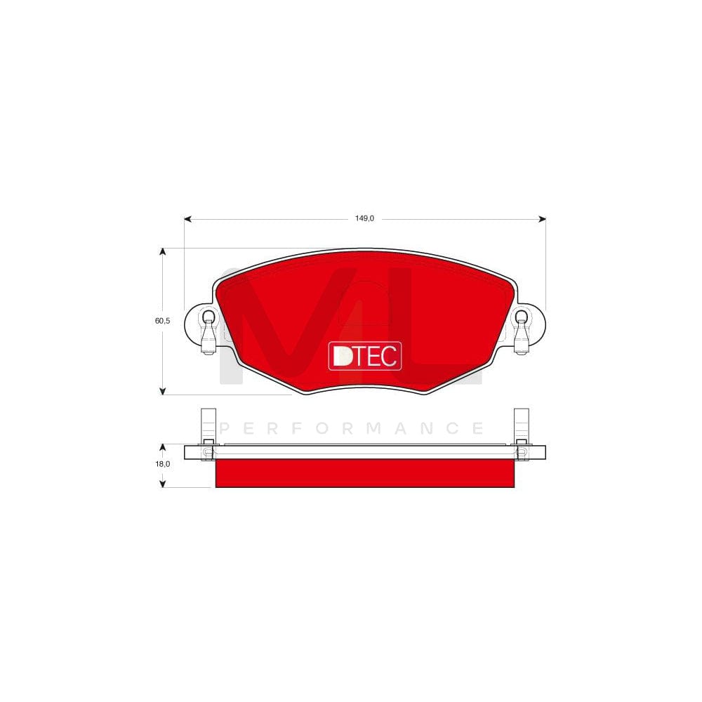 TRW Dtec Cotec Gdb1434Dte Brake Pad Set Not Prepared For Wear Indicator