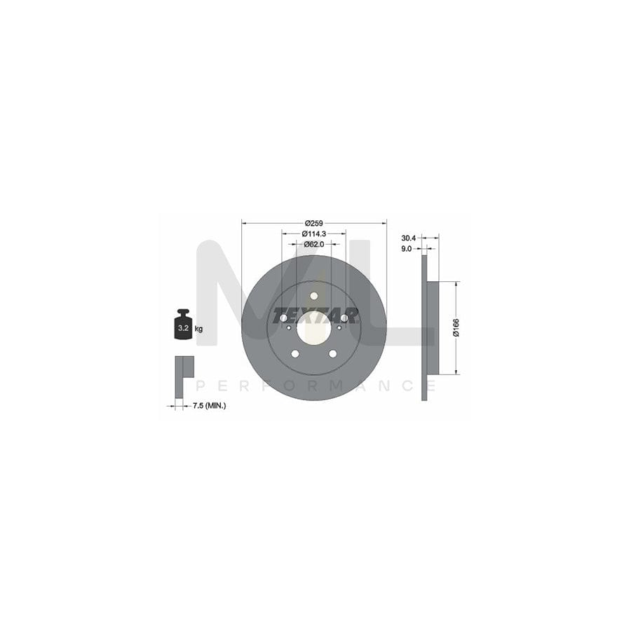 TEXTAR PRO 92164103 Brake Disc Solid, Coated, without wheel hub, without wheel studs - 1 piece