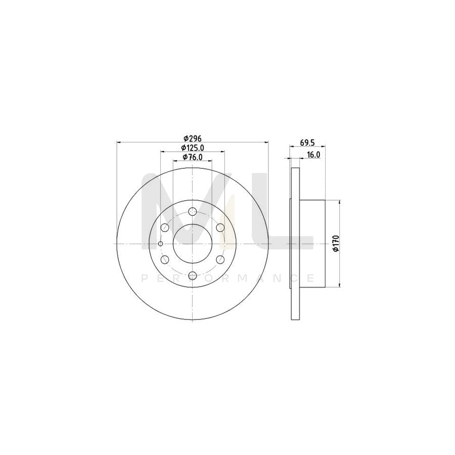 HELLA 8DD 355 117-171 Brake Disc for IVECO Daily Solid, without wheel hub, without wheel studs | ML Performance Car Parts