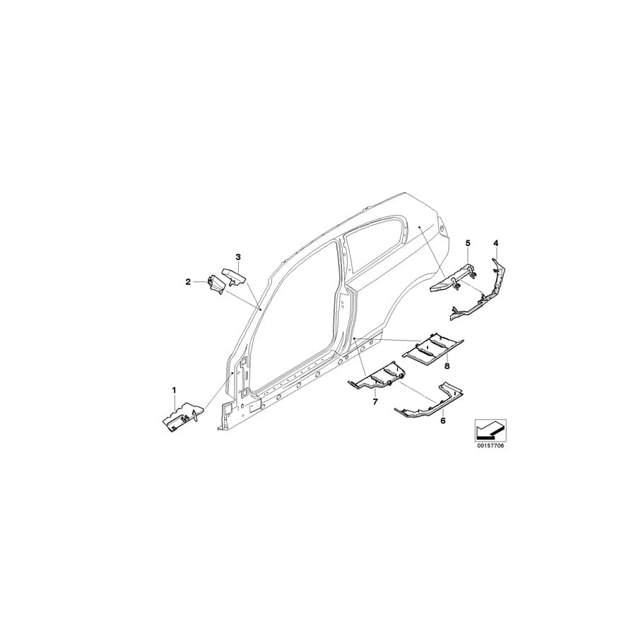 Genuine BMW 41217062217 E81 E82 Molded Part, B-Pillar, Rear (Inc. 120d, 135i & 118i)