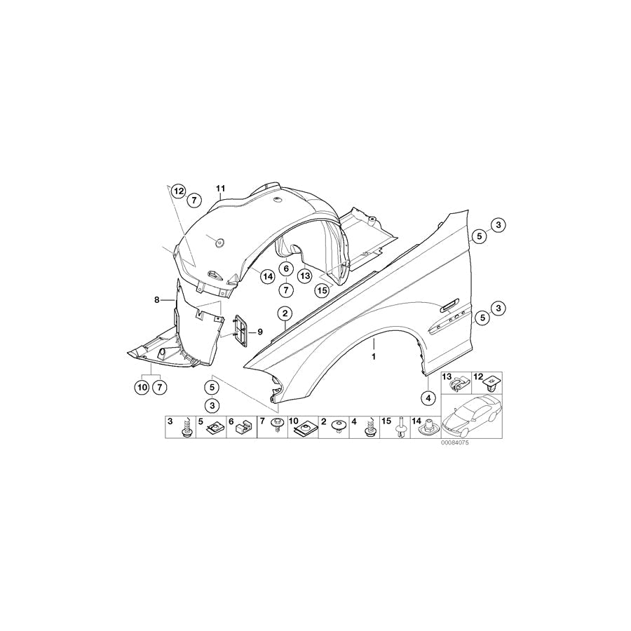 Genuine BMW 41358240405 E46 Side Panel, Front Left (Inc. 318i, 318d & 330xd)