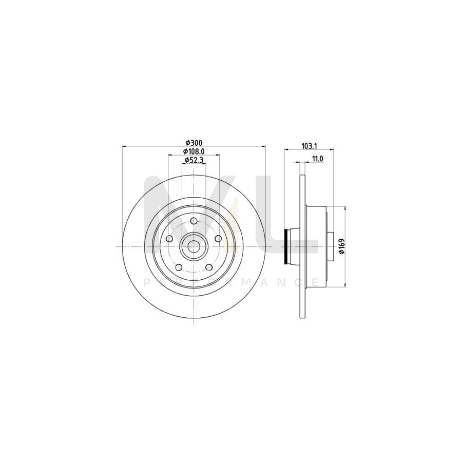 HELLA PRO 8DD 355 123-361 Brake Disc for RENAULT Megane II Hatchback (BM, CM) Solid, Coated, with integrated magnetic sensor ring, with wheel bearing | ML Performance Car Parts