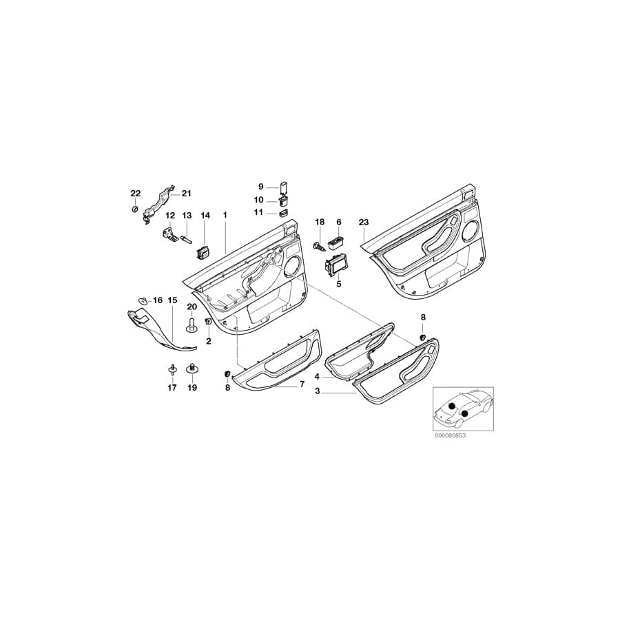 Genuine BMW 51428179253 E38 Door Trim Panel, Rear, Left SANDBEIGE (Inc. 735i, 730i & 725tds)