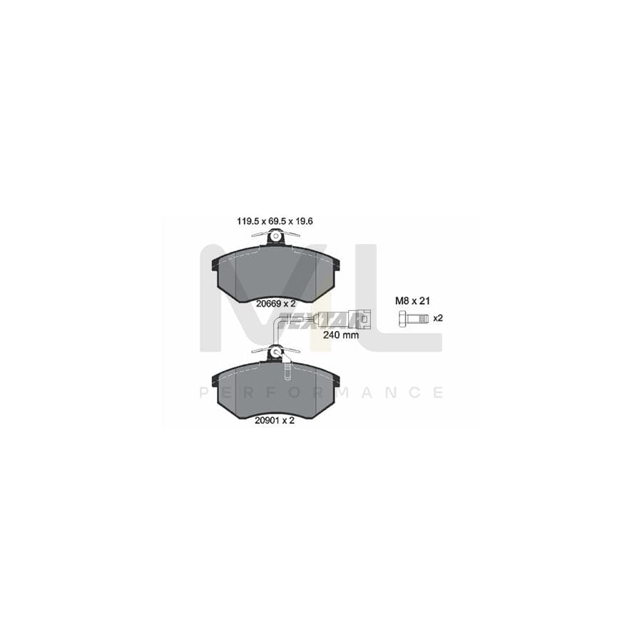 TEXTAR 2066922 Brake pad set with integrated wear warning contact, with brake caliper screws
