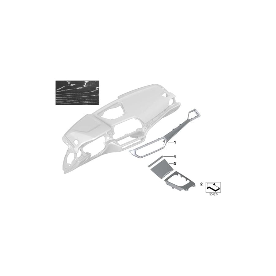 Genuine BMW 51457993073 G20 G21 Trim, Instr.Pan.Fineline Silv.Fr.Pass. (Inc. 330i, 330e & 318d)