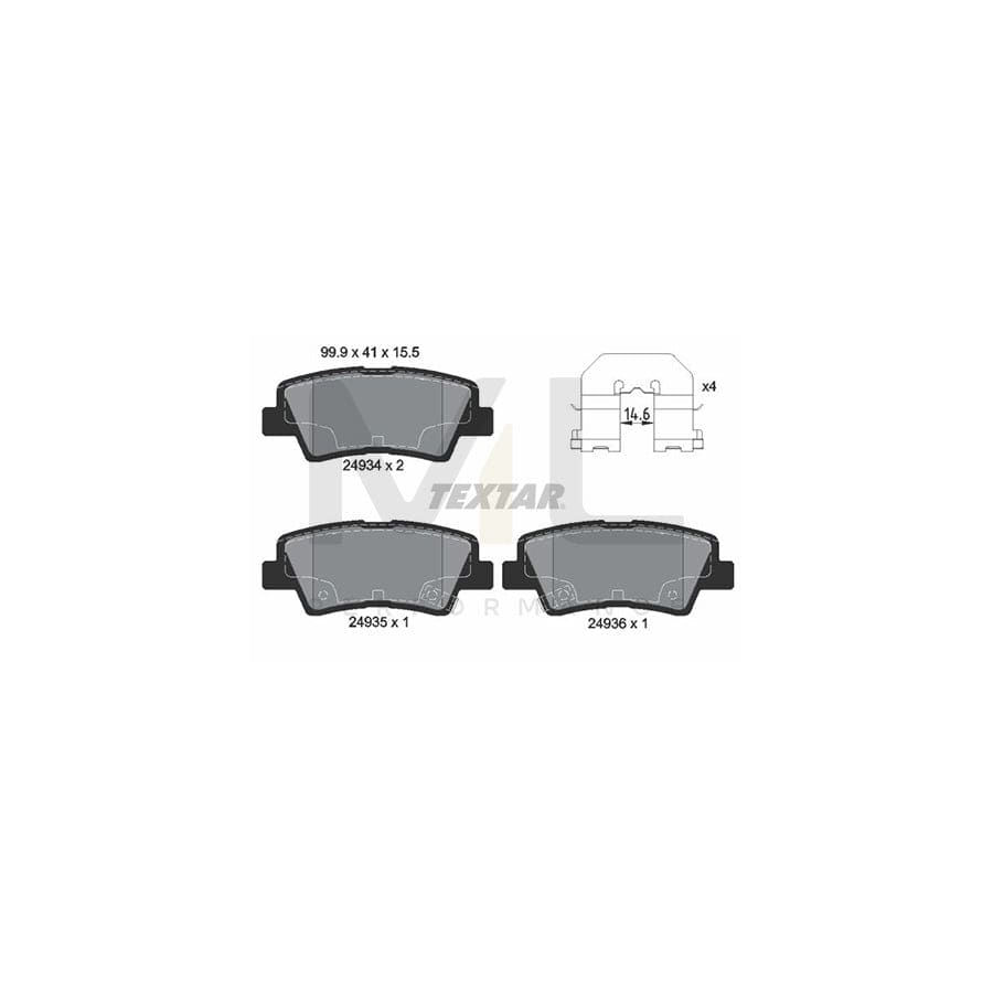 TEXTAR 2493401 Brake pad set with acoustic wear warning