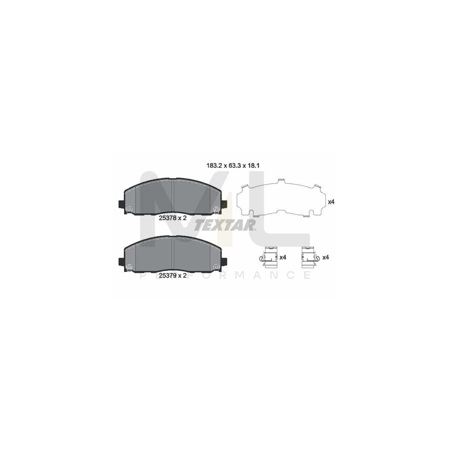 TEXTAR 2537801 Brake pad set with acoustic wear warning, with accessories