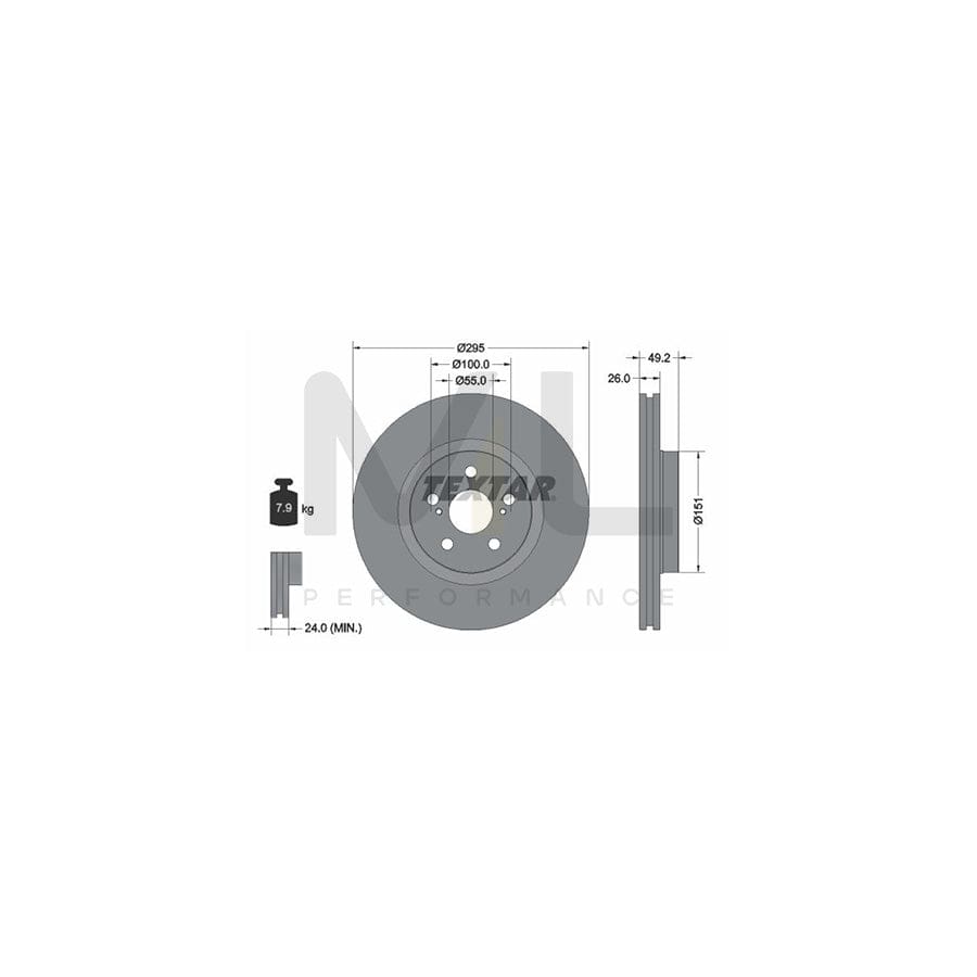 TEXTAR 92135600 Brake Disc for TOYOTA AVENSIS Internally Vented, without wheel hub, without wheel studs - 1 piece