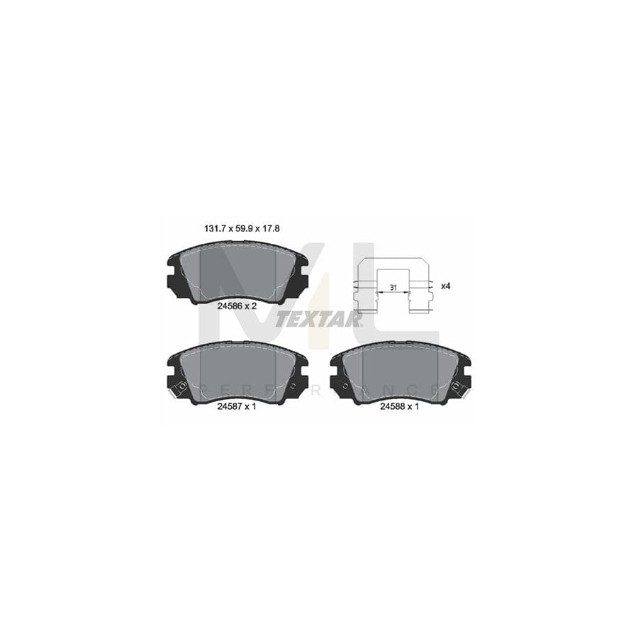 TEXTAR 2458601 Brake pad set with acoustic wear warning