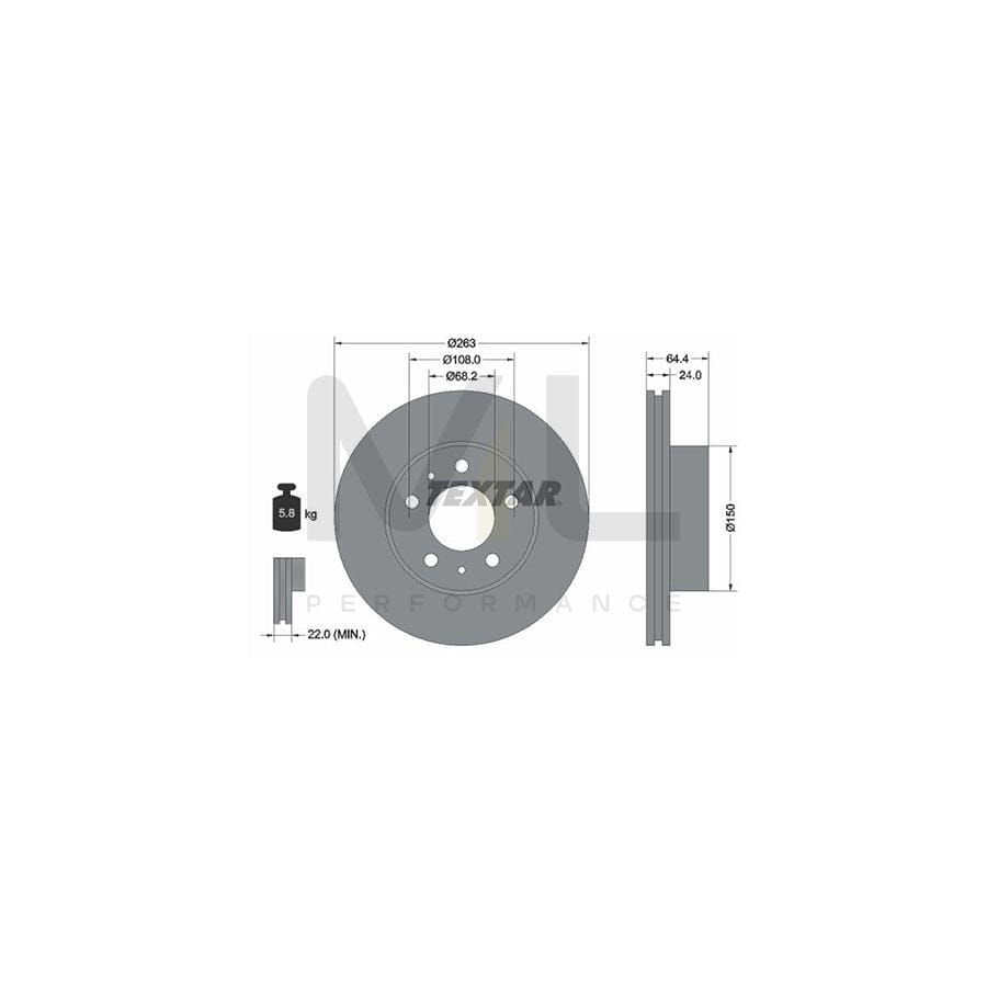 TEXTAR 92021800 Brake Disc Internally Vented, without wheel hub, without wheel studs - 1 piece