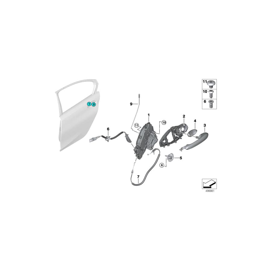 Genuine BMW 51227432224 G20 G21 Bowden Cable, Outside Door Handle (Inc. 320iX, 320d & 330d)