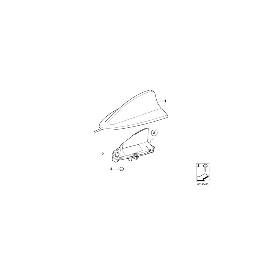 Genuine BMW 65206955558 E84 E91 Empty Housing For Roof Antenna, Primed (Inc. X1 16d, 325xi & X1 20i)