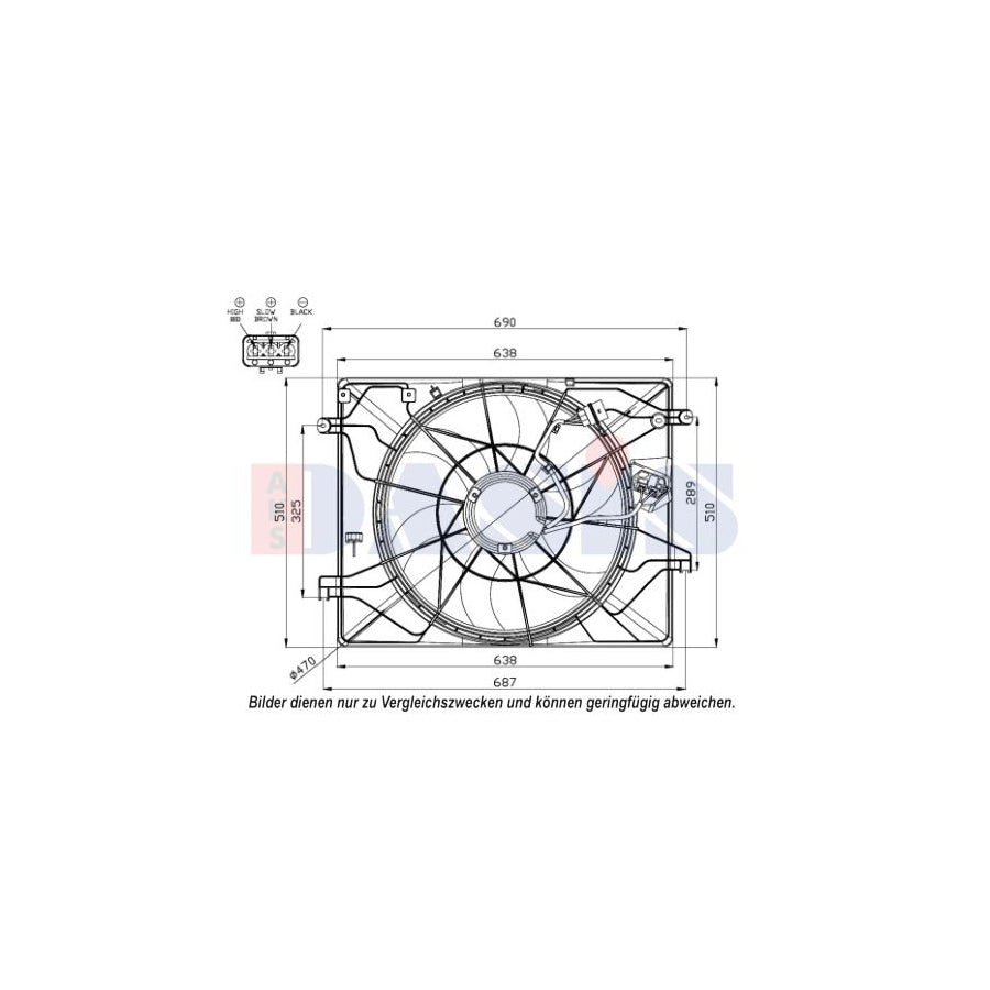 AKS Dasis 568048N Fan, Radiator for Hyundai Genesis I Coupe (Bk)