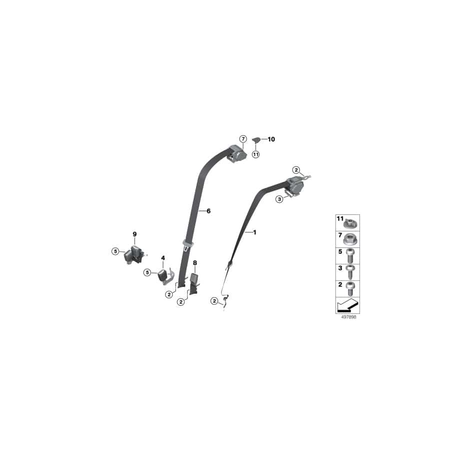 Genuine BMW 72117442030 G20 G21 Tilting Lock, Right (Inc. 330dX, M340iX & 320d)