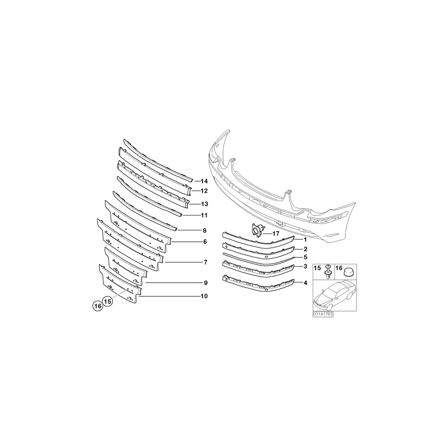 Genuine BMW 51117033476 E66 E65 E67 Finisher, Protective Moulding, Right CHROM (Inc. 730Li, 745LiS & 760i)