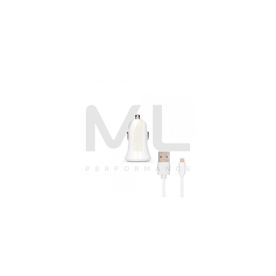 KSIX B0914CR02 In-car charger 12-24V, Number of inlets/outlets: 1 USB, Lightning, White