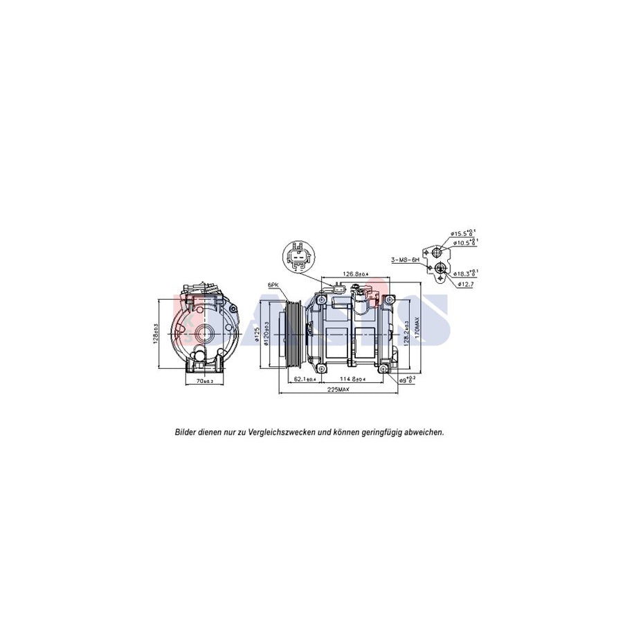 AKS Dasis 852706N Compressor, Air Conditioning for Chrysler Voyager IV (Rg, Rs)