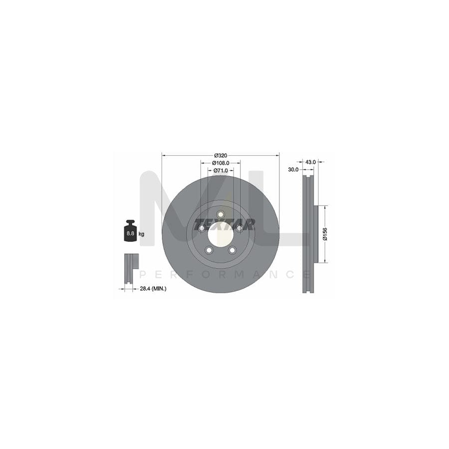 TEXTAR PRO 92158703 Brake Disc Internally Vented, Coated, without wheel hub, without wheel studs - 1 piece