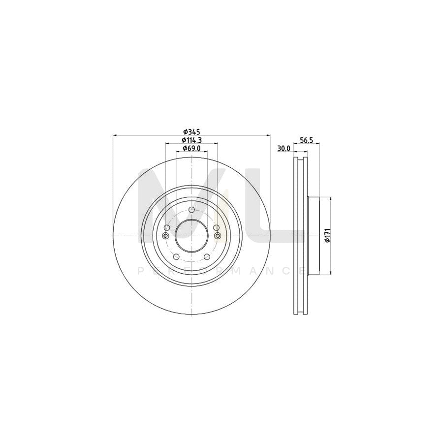 HELLA 8DD 355 132-651 Brake Disc Internally Vented, Coated, High-carbon, without wheel hub, without wheel studs | ML Performance Car Parts