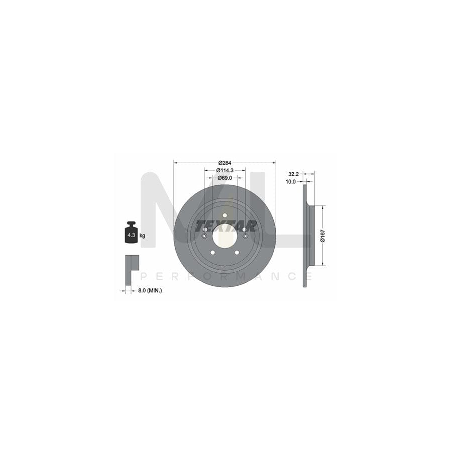 TEXTAR 92316303 Brake Disc Solid - 1 piece