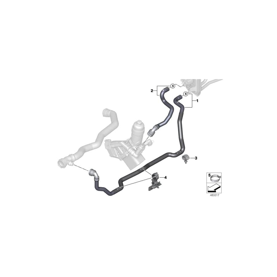 Genuine BMW 64219354461 G01 G02 Coolant Hose, Return (Inc. X4 20dX & X4 25dX)