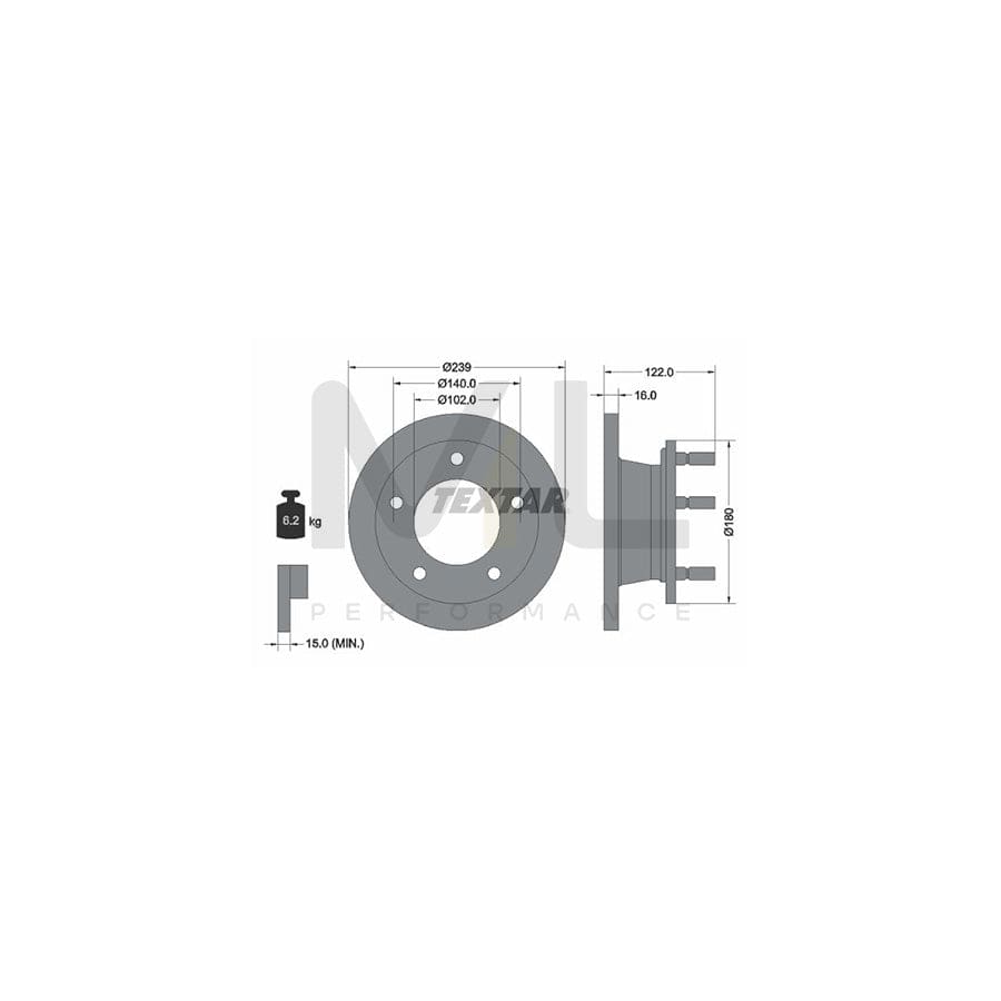 TEXTAR 92038900 Brake Disc Solid, with wheel studs, without wheel hub - 1 piece