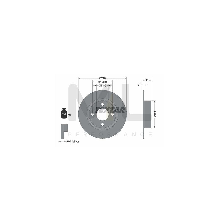 TEXTAR 92096500 Brake Disc for NISSAN Micra II Hatchback (K11) Solid, without wheel hub, without wheel studs - 1 piece