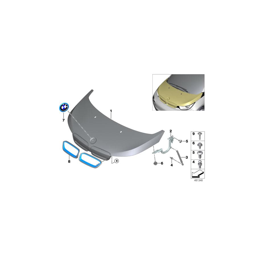 Genuine BMW 51237299167 Left Engine Hood Hinge (Inc. i3 94Ah, i3s 120Ah & i3s 94Ah)