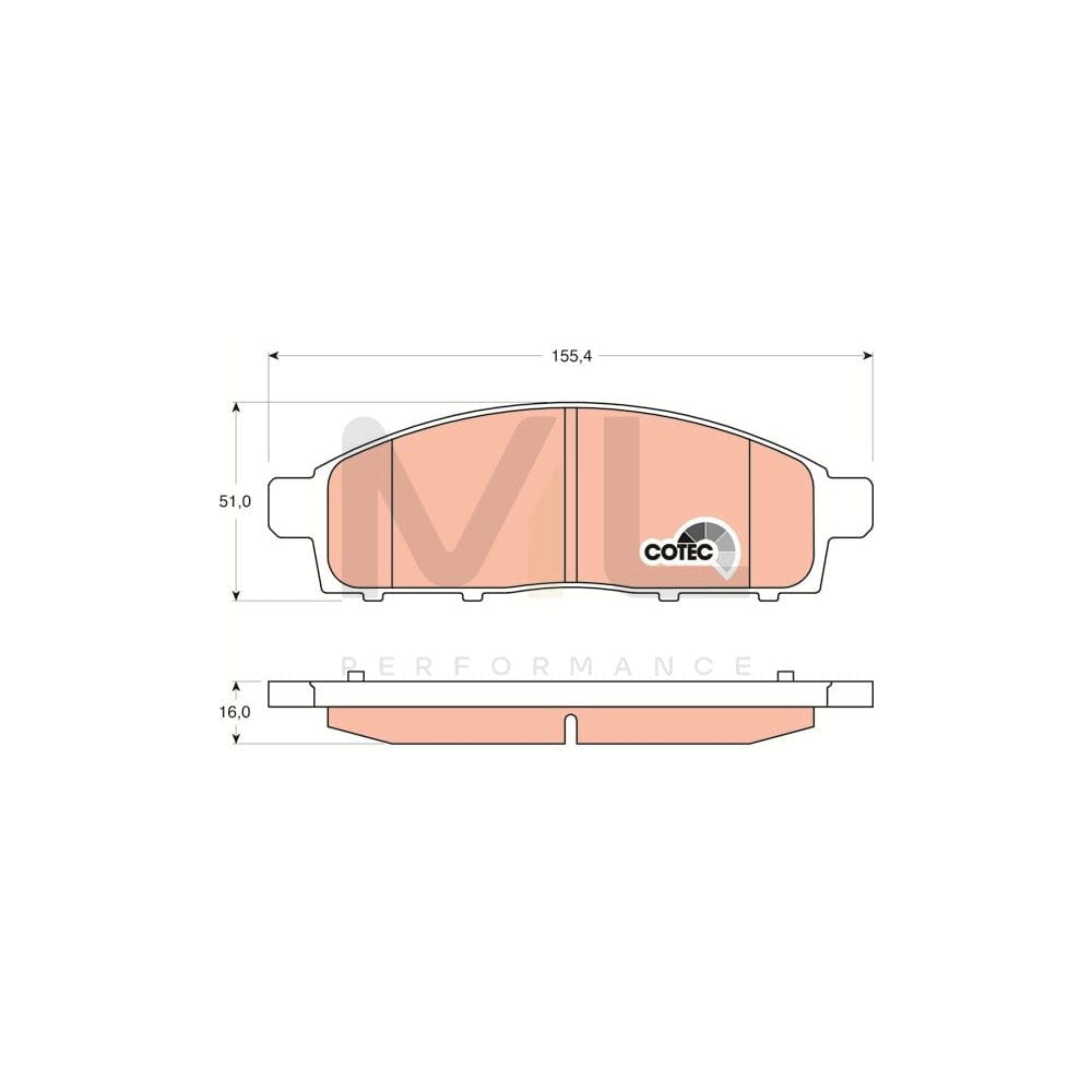 TRW Cotec Gdb3435 Brake Pad Set Not Prepared For Wear Indicator