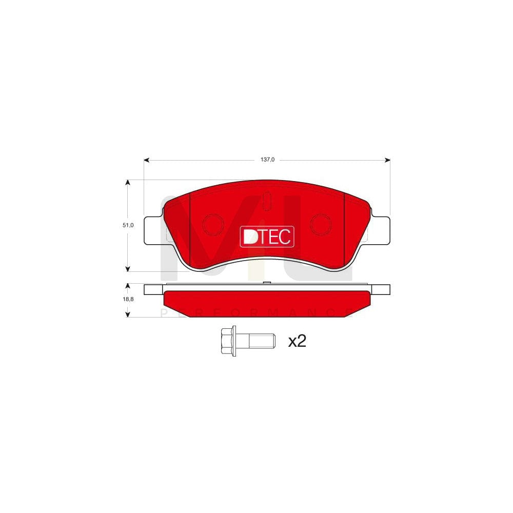 TRW Dtec Cotec Gdb1463Dte Brake Pad Set Not Prepared For Wear Indicator, With Brake Caliper Screws, With Accessories