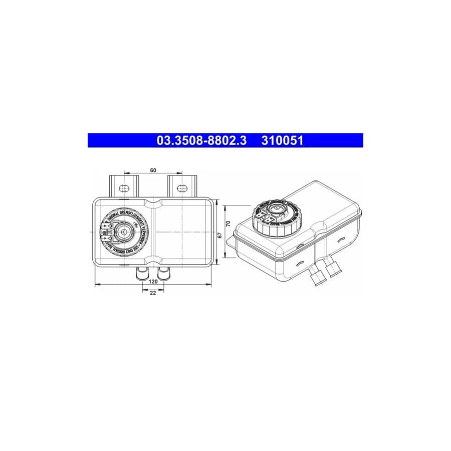 ATE 03.3508-8802.3 Expansion Tank, Brake Fluid