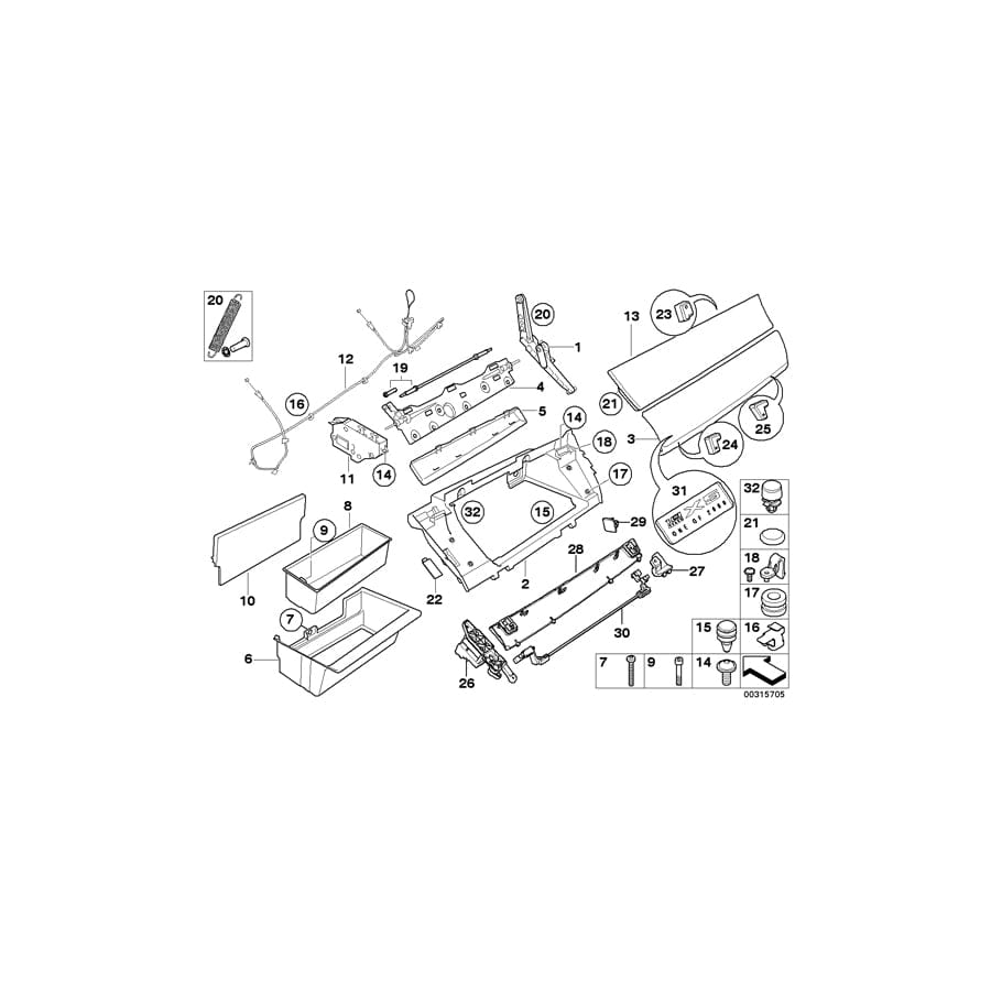 Genuine BMW 51459111119 E70 E72 E71 Lock, Glove Compartment (Inc. X6)
