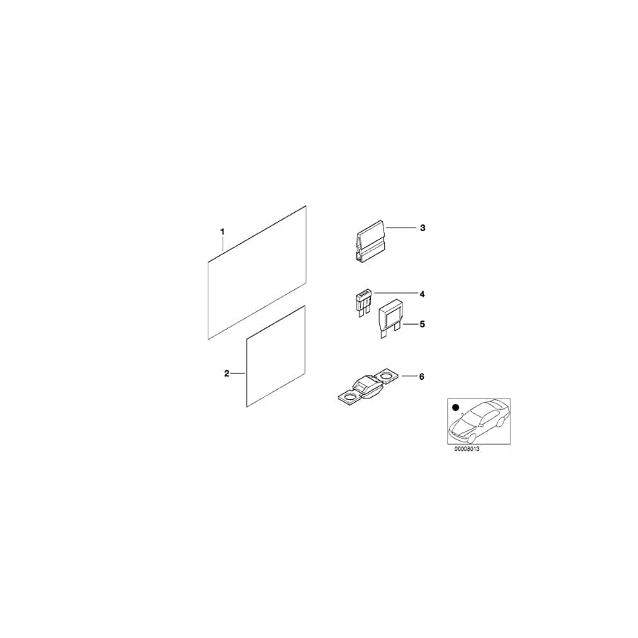 Genuine BMW 61138377849 E39 Glove Box Stick-On Label F Fuse Grouping ENGLISH (Inc. 525td, 530d & 535i)