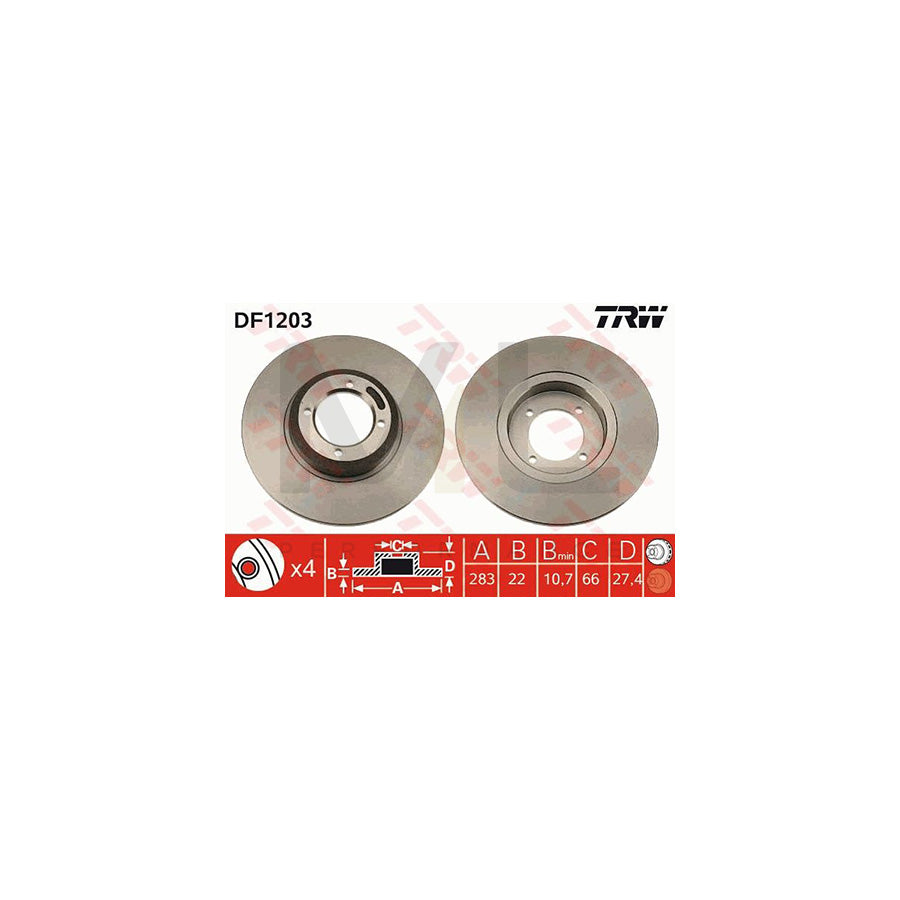 TRW DF1203 Brake Disc Solid, Painted - 1 piece