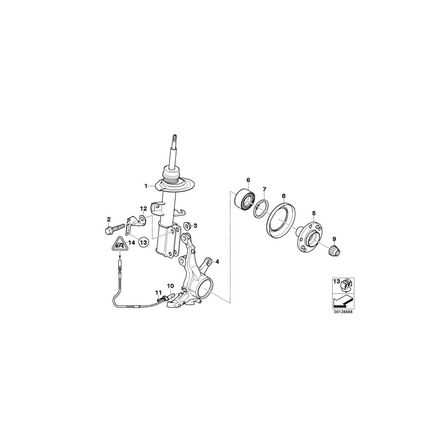 Genuine BMW 31316765627 E53 Left Front Spring Strut (Inc. X5 4.4i)