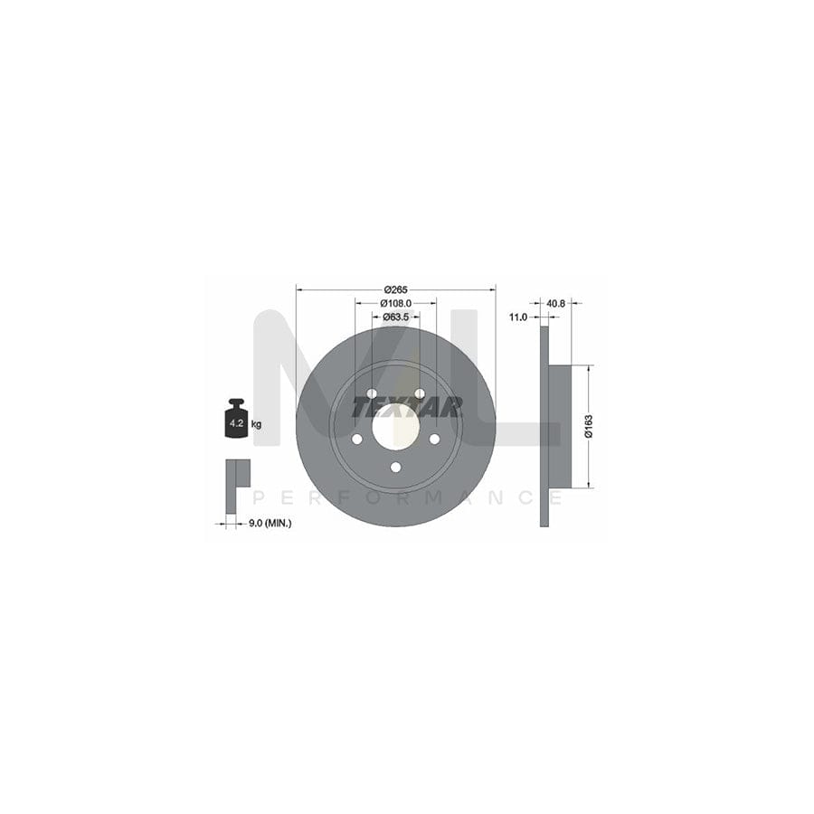 TEXTAR 92133700 Brake Disc Solid, without wheel hub, without wheel studs - 1 piece