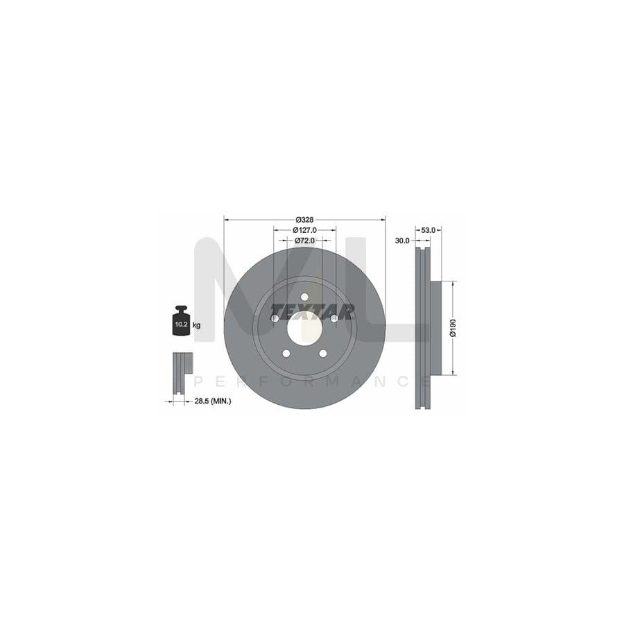 TEXTAR PRO+ 92184505 Brake Disc Externally Vented, Coated, High-carbon, without wheel hub, without wheel studs - 1 piece