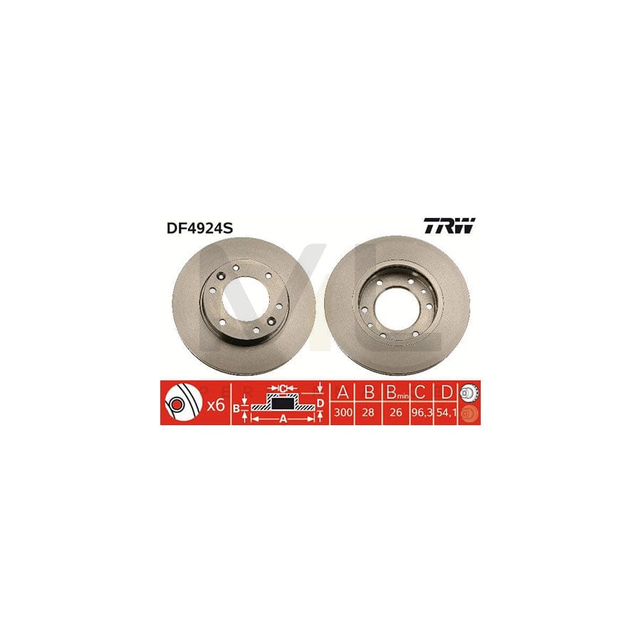 TRW DF4924S Brake Disc for KIA Sedona II (VQ) Vented, Painted, High-carbon - 1 piece