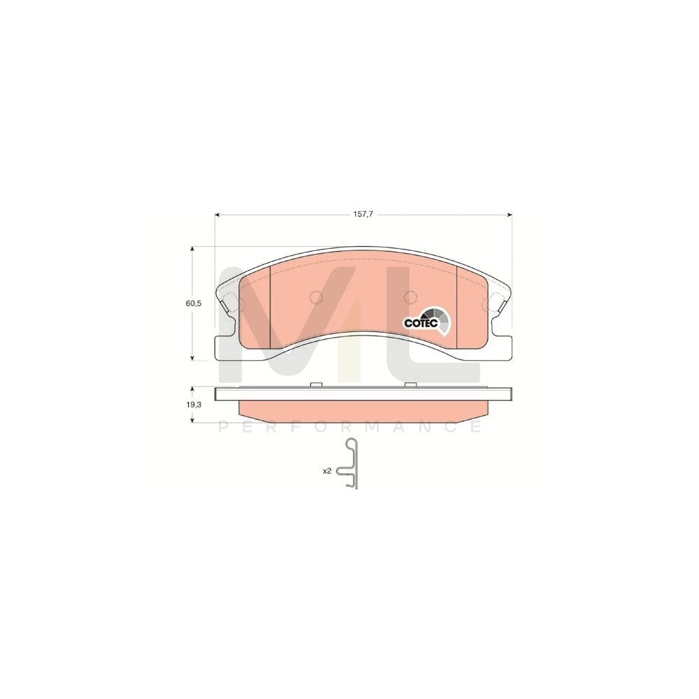 TRW Cotec Gdb4133 Brake Pad Set For Jeep Grand Cherokee Ii (Wj, Wg) With Acoustic Wear Warning, With Accessories