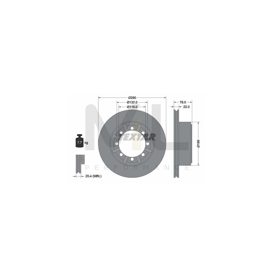 TEXTAR 93117600 Brake Disc Internally Vented, without wheel hub, without wheel studs - 1 piece