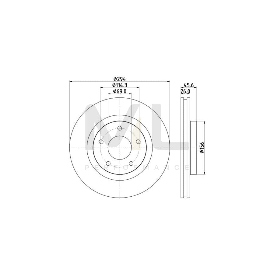 HELLA PRO 8DD 355 115-911 Brake Disc Internally Vented, Coated, without wheel hub, without wheel studs | ML Performance Car Parts