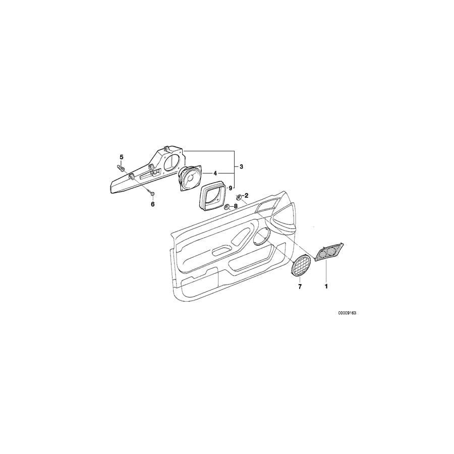 Genuine BMW 65138371239 E38 Left Front Door Loudspeaker Box STEREO SYSTEM (Inc. 740iL, 740i & 735i)