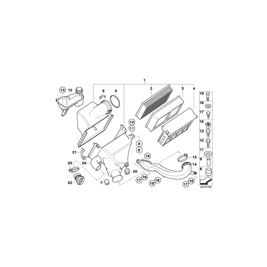 Genuine BMW 13711740067 E39 Intake Muffler (Inc. 523i & 528i)