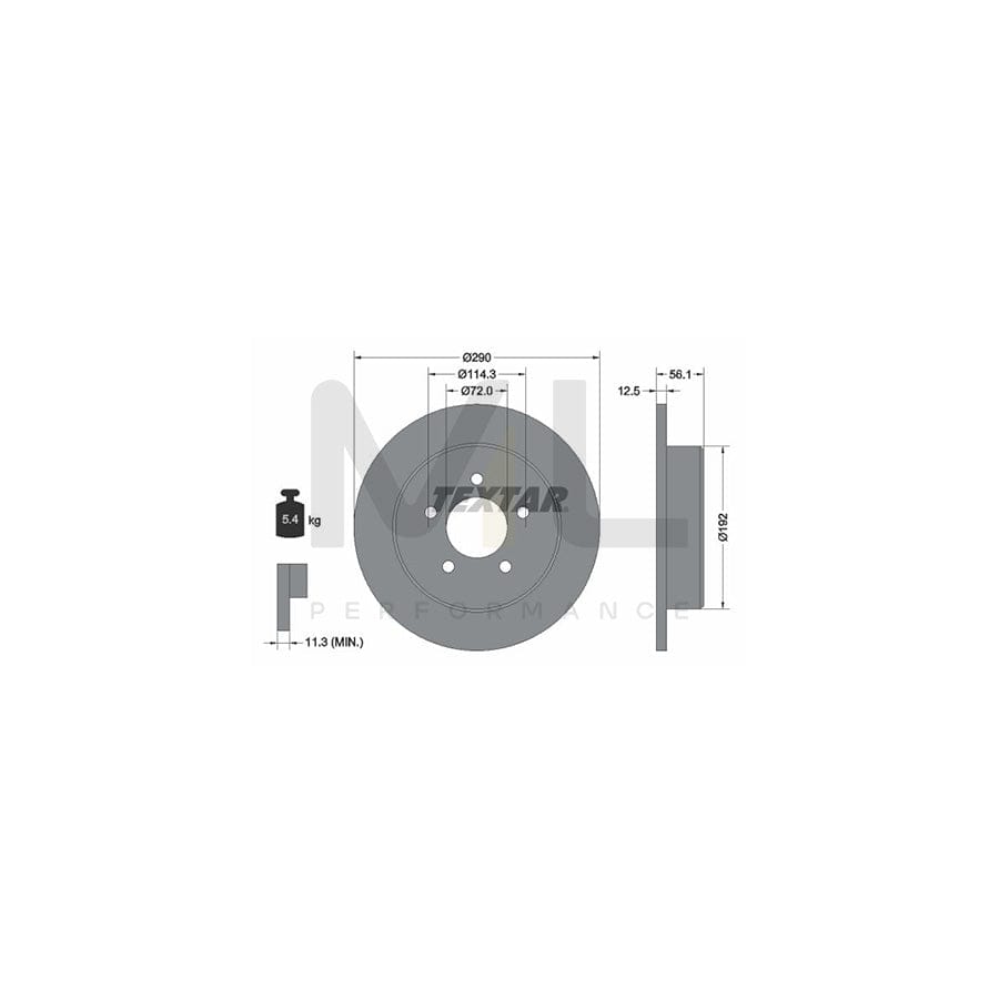 TEXTAR 92108400 Brake Disc Solid, without wheel hub, without wheel studs - 1 piece