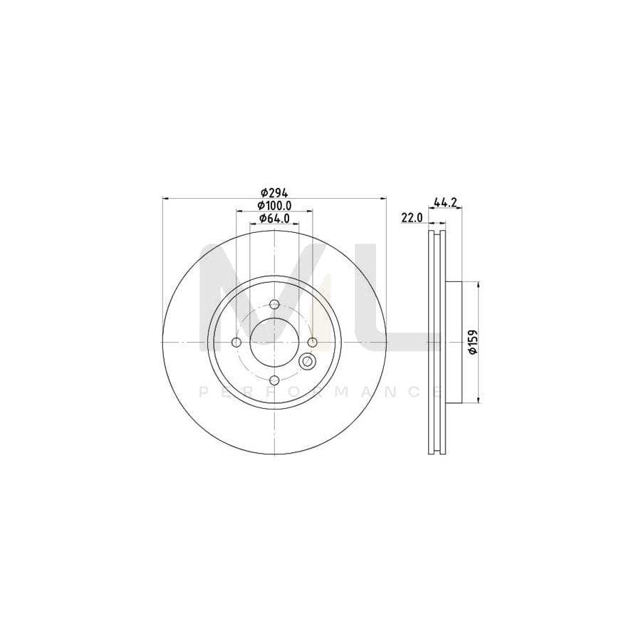 HELLA PRO 8DD 355 115-881 Brake Disc Internally Vented, Coated, without wheel hub, without wheel studs | ML Performance Car Parts