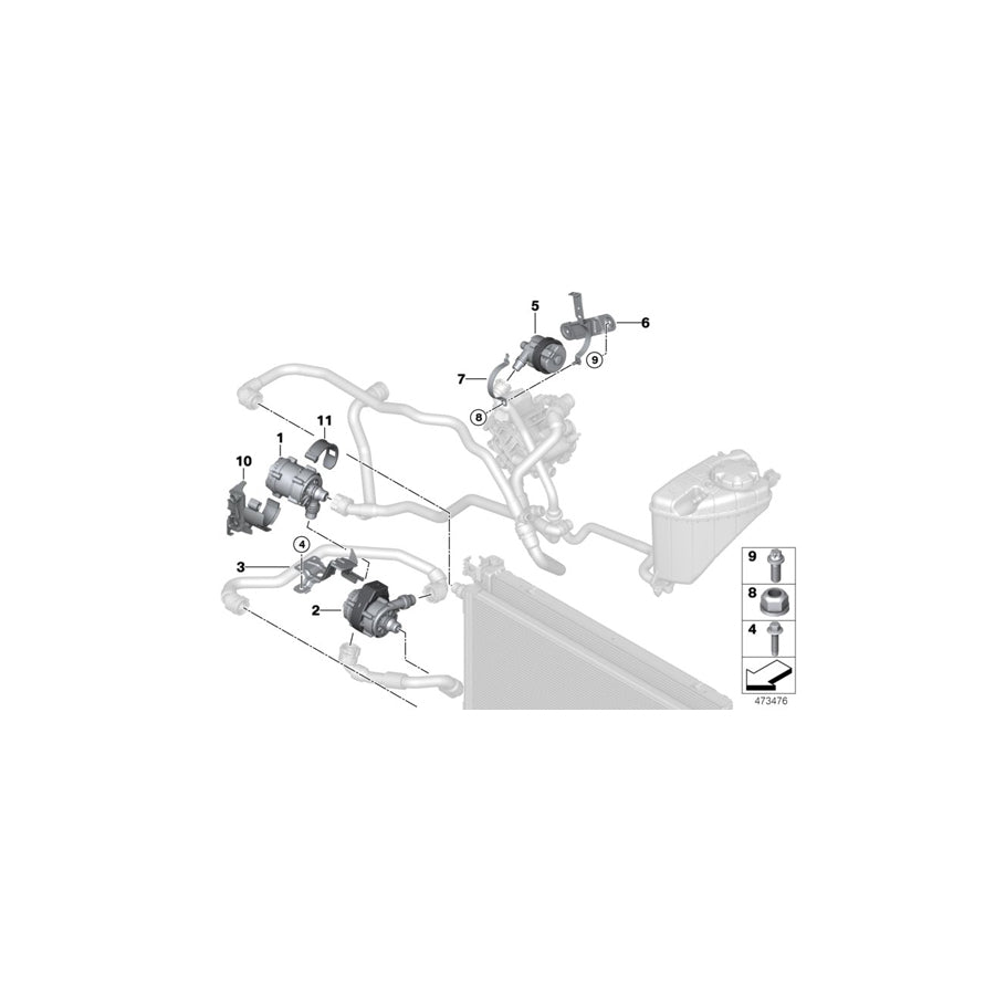 Genuine BMW 11518638238 G11 G30 G12 Auxiliary Water Pump (Inc. 740eX, 740Le & 740LeX)