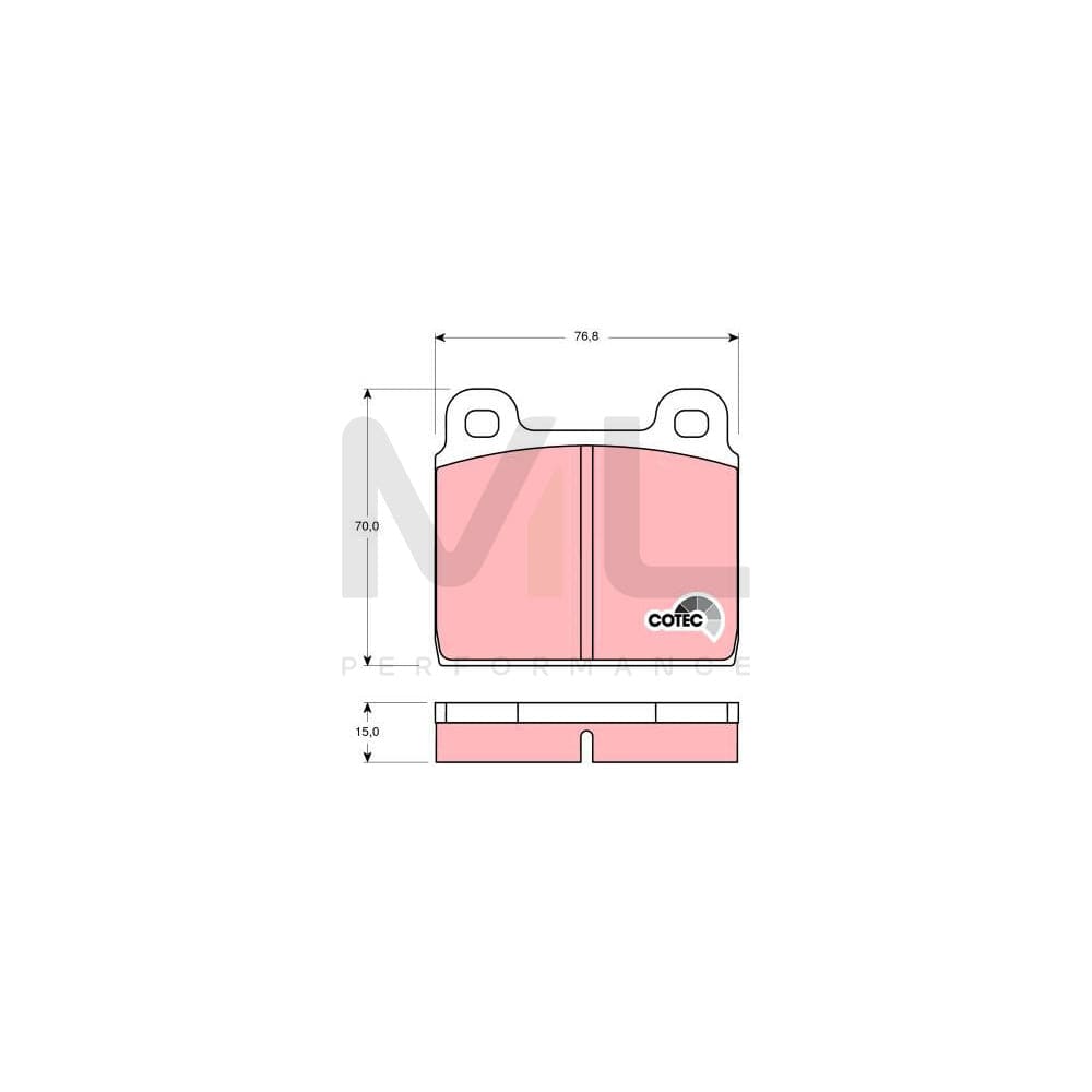 TRW Cotec Gdb100 Brake Pad Set Not Prepared For Wear Indicator