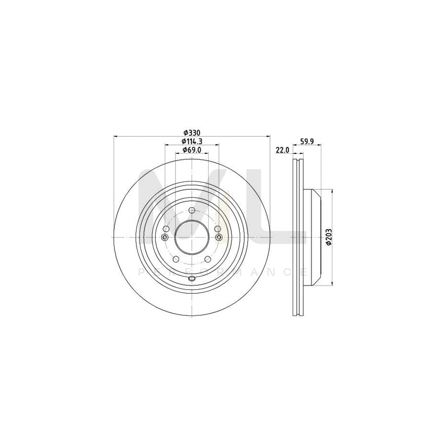 HELLA 8DD 355 132-661 Brake Disc Externally Vented, Coated, High-carbon, without wheel hub, without wheel studs | ML Performance Car Parts