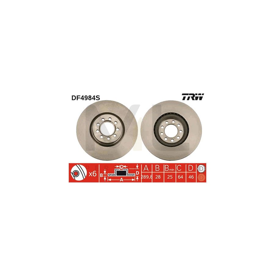 TRW DF4984S Brake Disc for IVECO Daily Vented, Painted - 1 piece