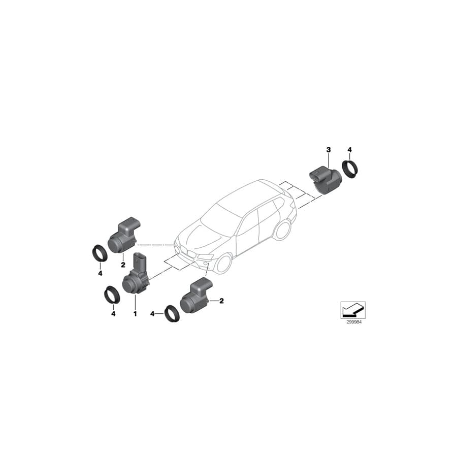Genuine BMW 66209142204 E83 Ultrasonic Sensor, Silver Stone WA29 (Inc. X3)